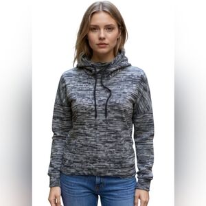 Stella Cruz Charcoal Heather Pullover Cowl Neck Top SZ M/L